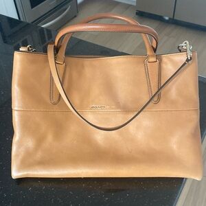 Coach Soft Borough Nappa Leather Satchel In Camel